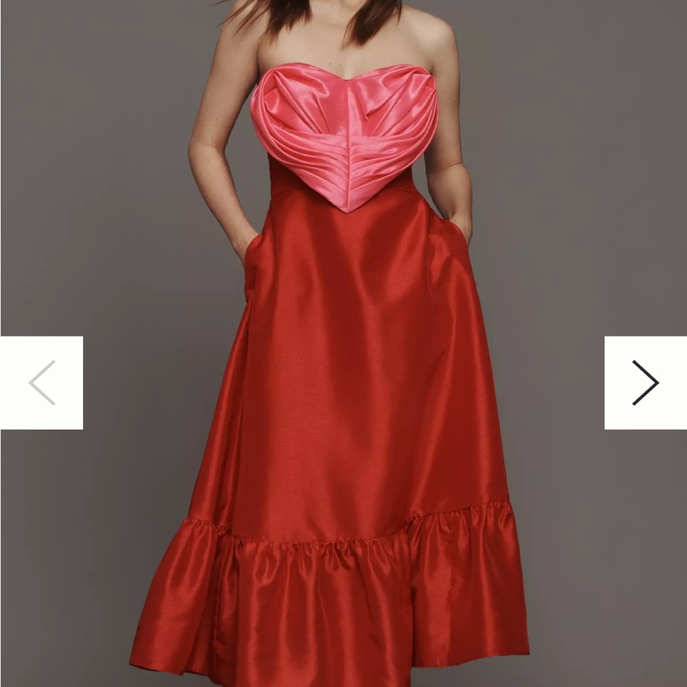 NEW Anthropologie Hutch Strapless Heart Maxi Dress size 8 Heart front - Picture 4 of 4
